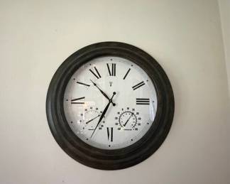 Large Indoor/Outdoor Wall Clock with Thermometer and Hygrometer