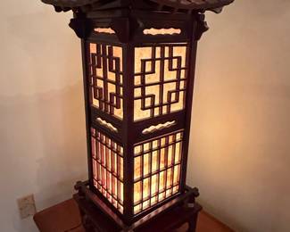 Vintage Korean-Style Wooden Pagoda Lantern Lamp