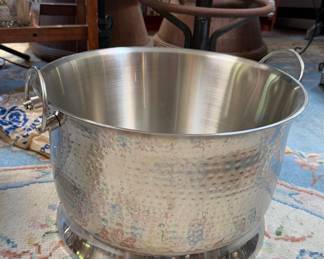 Hammered Stainless Steel Beverage Tub with Stand