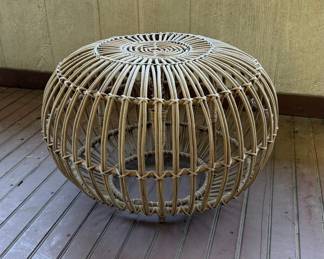 Vintage Franco Albini Style Rattan Orb Ottoman