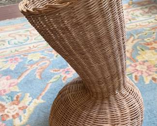 Vintage Gourd Shaped Rattan Floor Vase