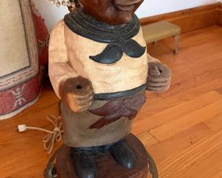 Vintage Pig Chef Lamp with Chandelier Detail