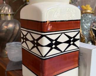 Vintage Southwestern Geometric Ceramic Kitchen Canister