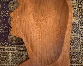 Vintage Carved Wooden Head Bowl - Mid-Century Modern Style
