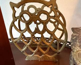 Vintage Brass Owl Trivet