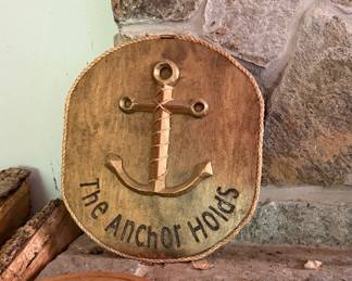 Vintage Nautical "The Anchor Holds" Wood Wall Plaque