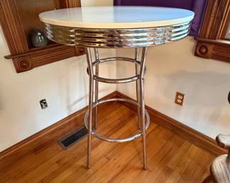 Vintage Chrome and Laminate Pub Table