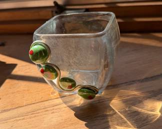 Wire Wrapped Olive Glass Votive Candle Holder