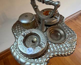 Vintage Art Deco Lighted Smoking Stand with Onyx Base