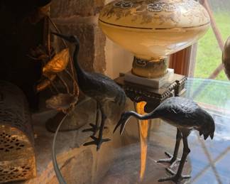 Vintage Cast Iron Heron Figurines