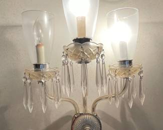 Vintage 3-Light Crystal Wall Sconce with Frosted Glass Shades