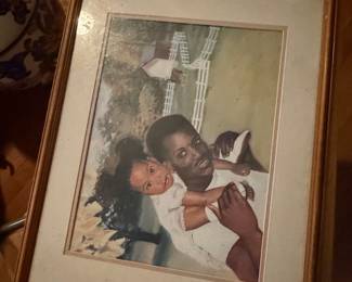 Vintage African American Father and Child Portrait Print