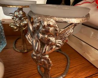 Vintage Cherub Frosted Glass Candy Dish