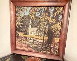 Vintage H. Hargrove Signed Serigraph of a Church Scene