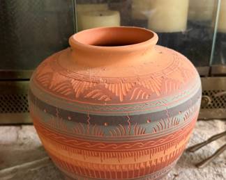 Vintage Navajo Hand-Etched Terracotta Vase