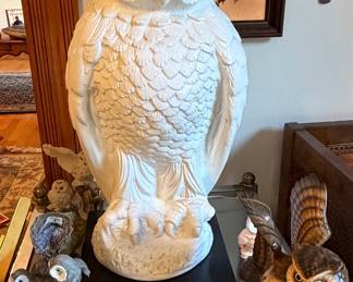 Vintage White Ceramic Owl Table Lamp