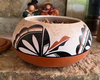 Vintage Acoma Pueblo Polychrome Pottery Bowl
