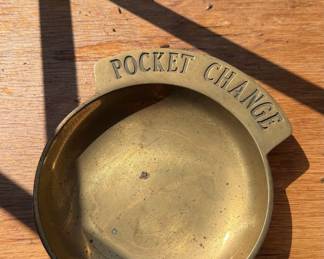 Vintage Brass Pocket Change Dish - Made in Taiwan
