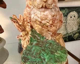Vintage Ceramic Owl Figural Table Lamp