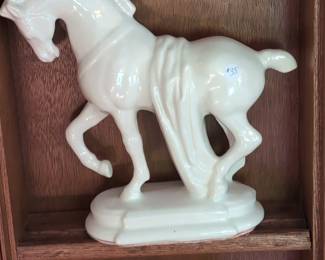 Vintage White Ceramic Horse Figurine with Draped Cloth