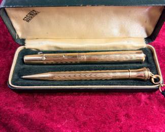 Plated pen and pencil set 1930s