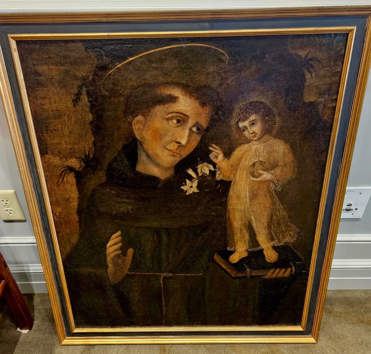 Stunning oversized European oil painting museum quality, Saint and Jesus