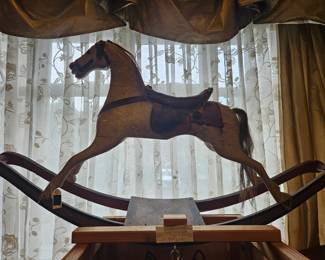 Early rocking horse hand made w hair