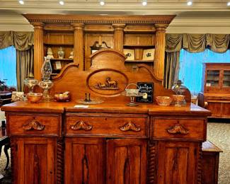 Amazing sideboard with hand carved deer and fush handles