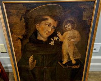 Stunning oversized  European oil painting museum quality, Saint and Jesus