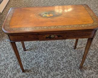Expandable table, hand painted flowers