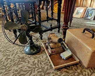 Vintage fan and Slide projector in case
