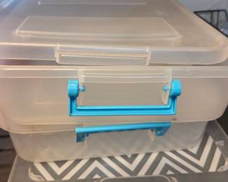 Sterilite Clear Plastic Storage Bin with Blue Latches