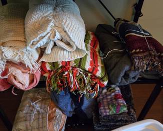 Assorted Vintage and Modern Textile Throws and Blankets