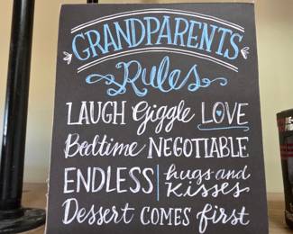 Grandparents Rules Decorative Chalkboard Sign