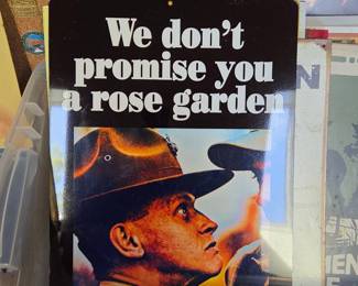 Vintage US Marine Corps "We Don't Promise You A Rose Garden" Recruitment Sign