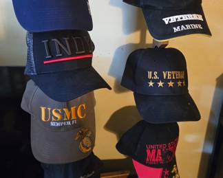 Collection of Assorted Military and Sports Baseball Caps
