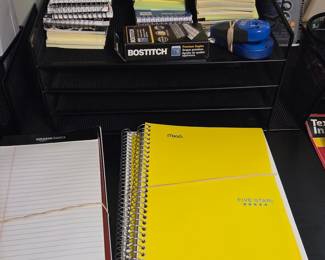 Office Supply Assortment with Black Mesh Desk Organizer, Five Star Notebook, and Amazon Basics Legal Pad