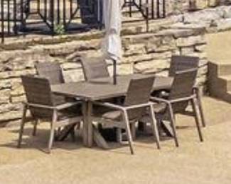 Arial view of the EBEL patio table and dining chairs