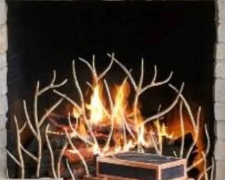 "Gold" Twig fireplace insert - beautiful with and without a fire behind it