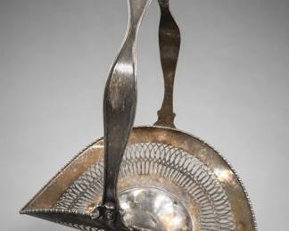 Pierced Metal Pedestal Handled Basket