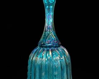 FENTON TEAL AQUA CARNIVAL GLASS FABERGE BELL
