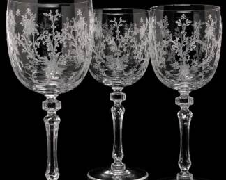 Floral Etched Glass Goblets