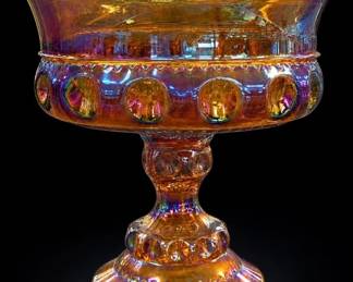 Indiana Kings Crown Marigold Glass Compote