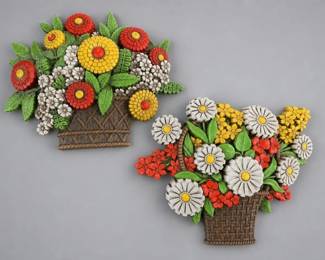 Syroco Floral Basket Wall Plaques