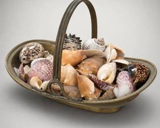 Decorative Brass Basket With Seashells