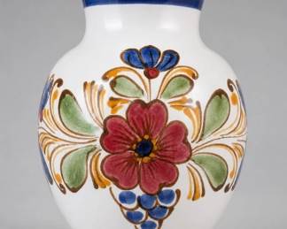 Hand-Painted Floral Ceramic Vase Portugal