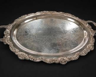 Ornate Silver-Tone Serving Tray