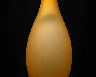 Vintage Frosted Amber Glass Vase Smooth Flat Base