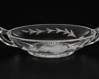 Floral Glass Handled Serving Dish