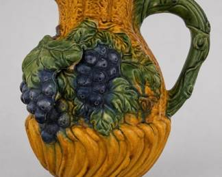Large Majolica Ceramic Pitcher